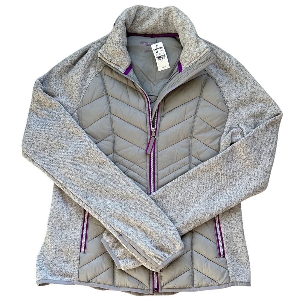 New Express EXP Core Performance Zip Jacket Women Large Puffer Quilted Fleece